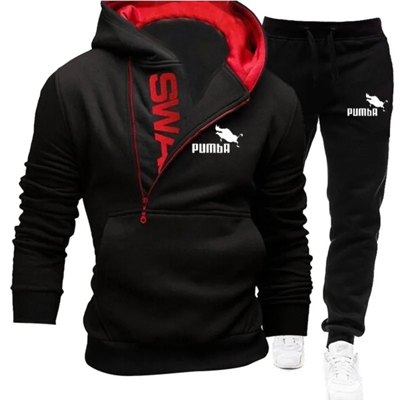 Fashion Print Tracksuit for Man Zipper Hooded Sweatshirt and Sweatpants Two Pieces Suits Male Casual Fitness Jogging Sports Sets