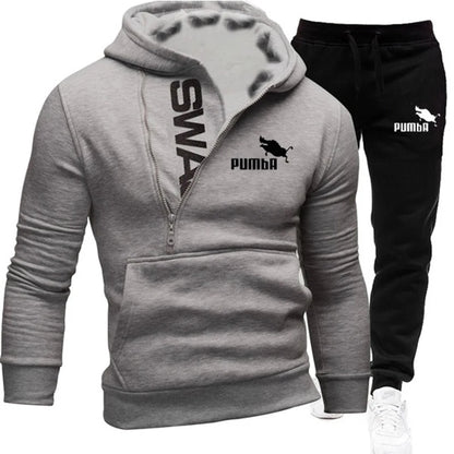 Fashion Print Tracksuit for Man Zipper Hooded Sweatshirt and Sweatpants Two Pieces Suits Male Casual Fitness Jogging Sports Sets