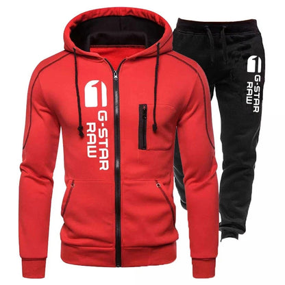 Fashion Print Tracksuit for Man Zipper Hooded Sweatshirt and Sweatpants Two Pieces Suits Male Casual Fitness Jogging Sports Sets