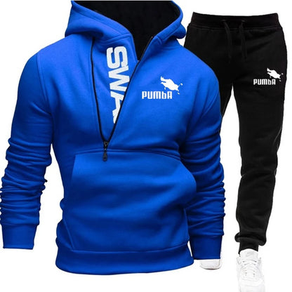 Fashion Print Tracksuit for Man Zipper Hooded Sweatshirt and Sweatpants Two Pieces Suits Male Casual Fitness Jogging Sports Sets